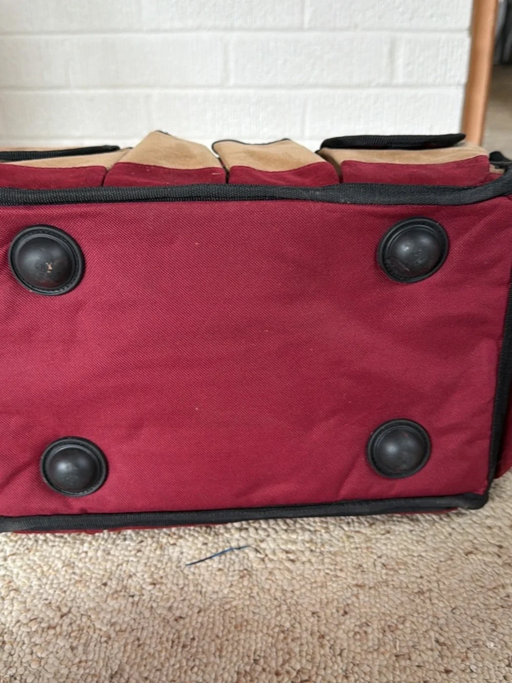 Open-Top Tool Tote Bag/Gardening - Burgundy and Tan